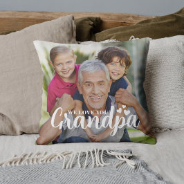 We Love You Grandpa Photo Hearts Script Kussen