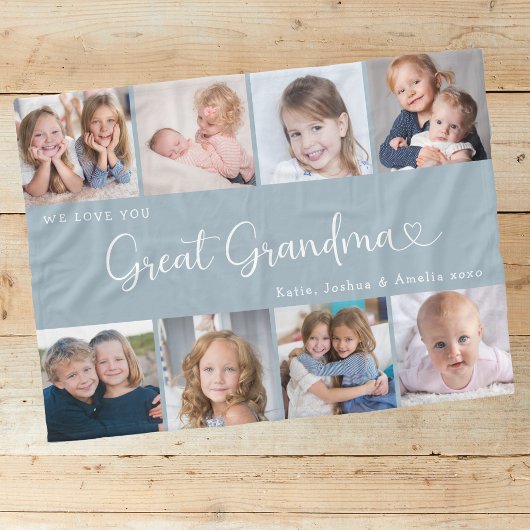 We Love You Great Grandma Photo Collage Heart Fleece Deken