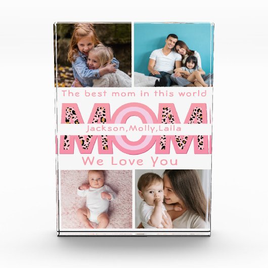 We Love You Mam Roze Minimalist 6 Fotocollage Fotoblokken (Voorkant)