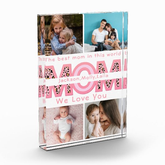 We Love You Mam Roze Minimalist 6 Fotocollage Fotoblokken (Links)