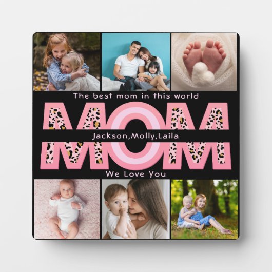 We Love You Mam Roze Minimalist 6 Fotocollage Fotoplaat (Voorkant)