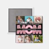 We Love You Mam Roze Minimalist 6 Fotocollage Magneet (Voorkant / Achterkant)