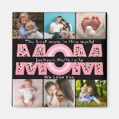 We Love You Mam Roze Minimalist 6 Fotocollage Magneet (Voorkant)