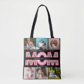 We Love You Mam Roze Minimalist 6 Fotocollage Tote Bag (Voorkant)