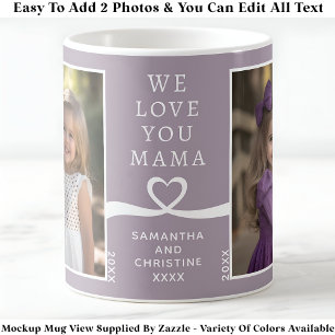 We Love You Mama 2 Foto Aangepast Paars Modern P20 Koffiemok