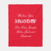 'We Love You Mama' Custom Names Chic Red Fleece Deken (Voorkant)