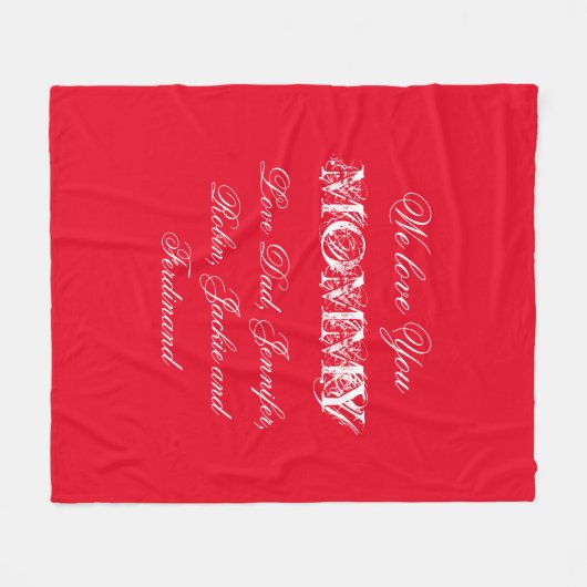 'We Love You Mama' Custom Names Chic Red Fleece Deken (Voorkant (Horizontaal))