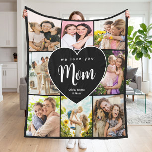 We Love You Mama Gepersonaliseerde 8 Foto Collage Fleece Deken