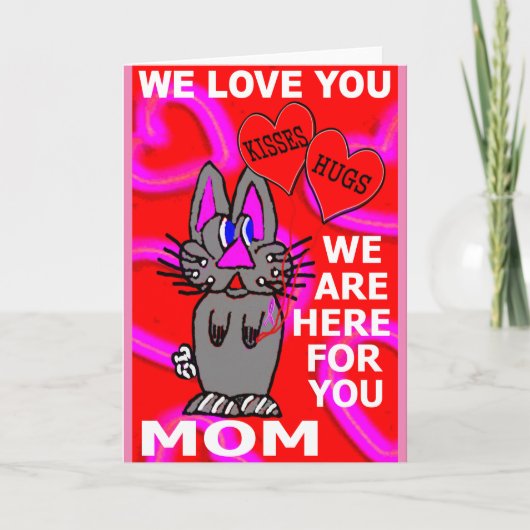 We Love You Mama Roze Lint Borstkanker Kaart (Voorkant)