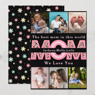 We Love You Mama Roze Minimalistische 6 Foto Colla Feestdagenkaart
