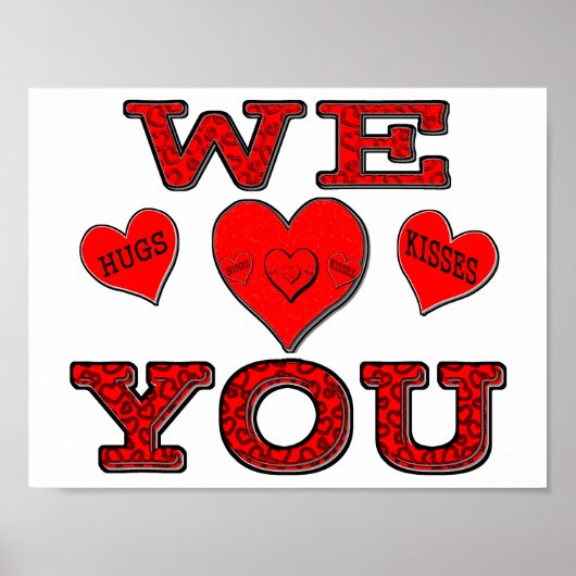 We Love You met knuffels & kussen Poster (Voorkant)