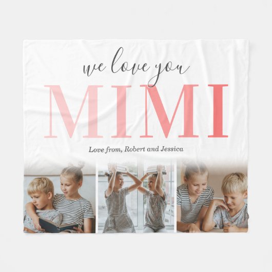 We Love You Mimi Fotocollage Fleece Deken (Voorkant (Horizontaal))