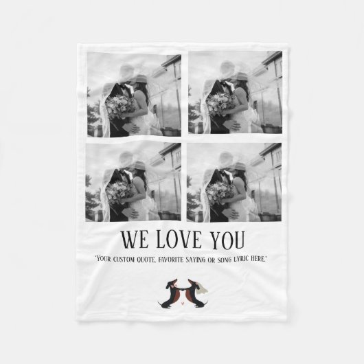 We Love you Moderne Fotocollage Fleece Deken (Voorkant)