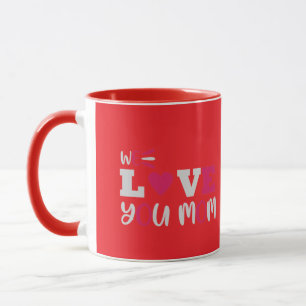 We Love You Moeder Cute Rode Typografische Twee-To Mok