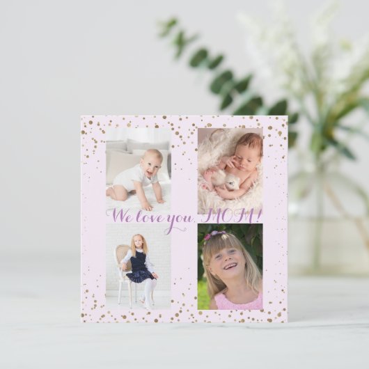 We Love You MOEDER Foto Collage Moederdag Kaart (Staand voorkant)