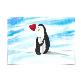 "We Love You" Mom & Baby Penguin Adoption Day Card Kaart