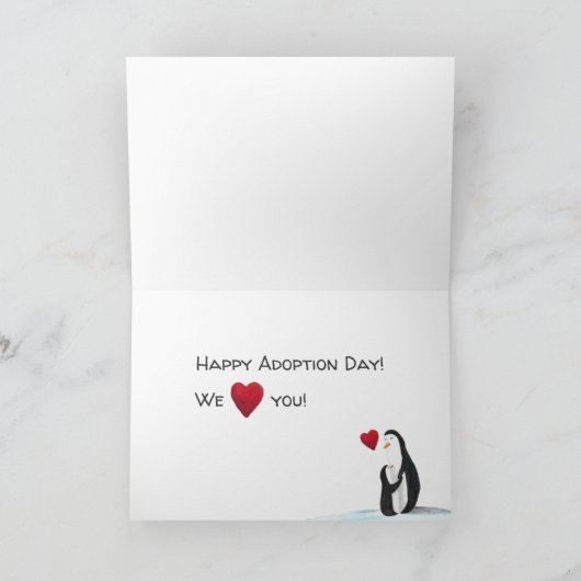 "We Love You" Mom & Baby Penguin Adoption Day Card Kaart (Binnen)