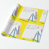 We Love You Mom Hand-Drawn Crayon Art Cadeaupapier (Uitgerold)