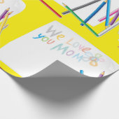 We Love You Mom Hand-Drawn Crayon Art Cadeaupapier (Hoek)