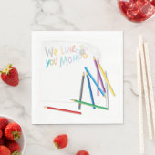 We Love You Mom Hand-Drawn Crayon Art Servet (Insitu)