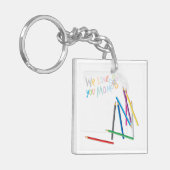 We Love You Mom Hand-Drawn Crayon Art Sleutelhanger (Voorkant Links)