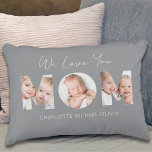 We Love You Mom Photo  Accent Kussen<br><div class="desc">This charming photo keepsake pillow is decorated with family photos in the shape of "MOM" and says,  "We Love You."  Easily customizable with your photos and children's names.</div>