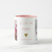 We Love You Mummy 2 Photo  Personalised  Pink Mok (Midden)