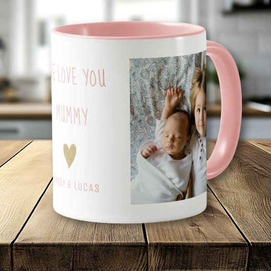 We Love You Mummy 2 Photo  Personalised  Pink Mok