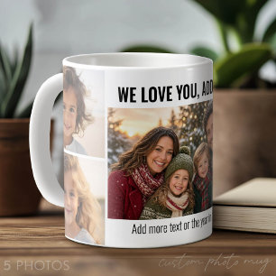 We Love You - Naam invoegen - 5 foto collage Koffiemok