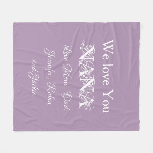 'We Love You Nana' Custom Names Gorgeous Mauve Fleece Deken (Voorkant (Horizontaal))