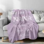 'We Love You Nana' Custom Names Gorgeous Mauve Fleece Deken