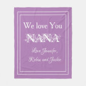 "We Love You NANA" gepersonaliseerde knuffellavend Fleece Deken (Voorkant)