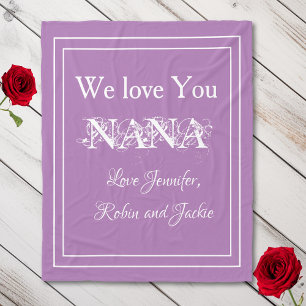 "We Love You NANA" gepersonaliseerde knuffellavend Fleece Deken