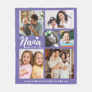 We Love You Nana Grandkids 6 Fotocollage Paarse Fleece Deken