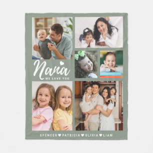 We Love You Nana Grandkids 6 Fotocollage Sage Fleece Deken