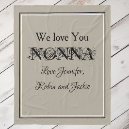 'We Love You Nonna' Custom Names Gorgeous Beige Fleece Deken