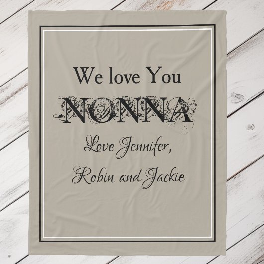 'We Love You Nonna' Custom Names Gorgeous Beige Fleece Deken