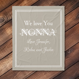 "We Love You NONNA" gepersonaliseerde beige Fleece Deken