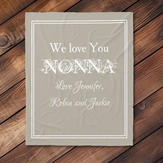 "We Love You NONNA" gepersonaliseerde beige Fleece Deken
