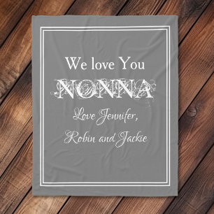 "We Love You NONNA" gepersonaliseerde Dove Grey Fleece Deken