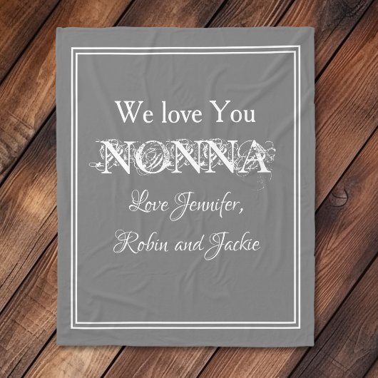 "We Love You NONNA" gepersonaliseerde Dove Grey Fleece Deken