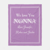 "We Love You NONNA" gepersonaliseerde Mauve Fleece Deken (Voorkant)