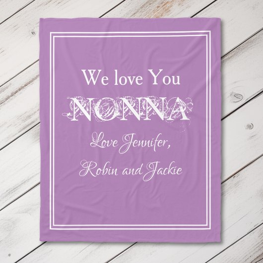 "We Love You NONNA" gepersonaliseerde Mauve Fleece Deken
