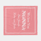 "We Love You NONNA" Gepersonaliseerde namen Zalm Fleece Deken (Voorkant (Horizontaal))