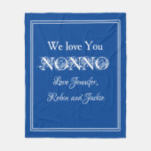 "We Love You NONNO" gepersonaliseerd blauw en wit Fleece Deken (Voorkant)