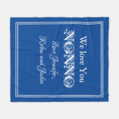 "We Love You NONNO" gepersonaliseerd blauw en wit Fleece Deken (Voorkant (Horizontaal))