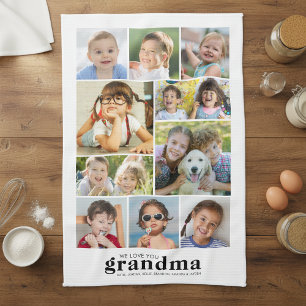 We Love You Oma 10 Foto Collage Namen Modern Theedoek