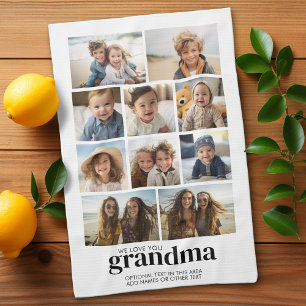 We Love You Oma - 10 Fotocollage - Modern Theedoek