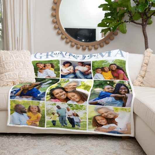 We Love You Oma Blauwe Foto Collage Fleece Deken