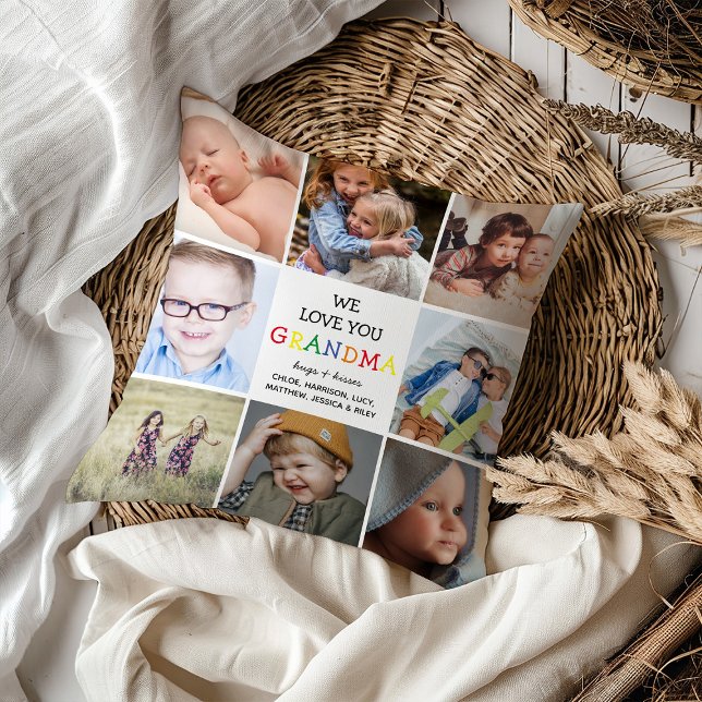 "We Love You" Oma Fotocollage Geschenk Kussen (Creator heeft geüpload)